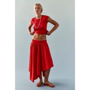 Free People Free-Est Annette Baby Tee Midi Skirt Asymmetrical Cotton L  287267